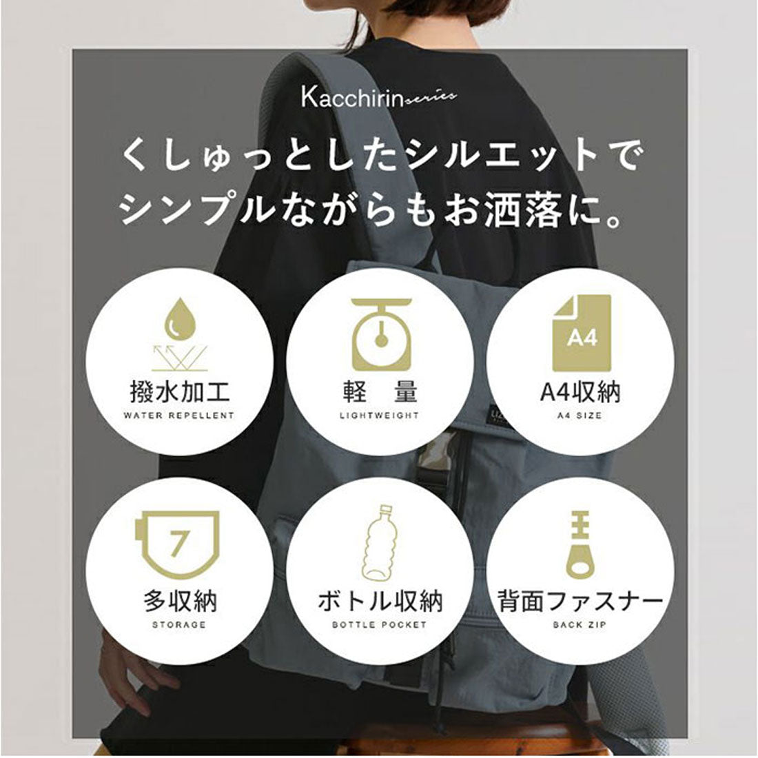 バックヤードファミリー BACKYARD FAMILY Kacchirin ruck sack (ブルーグレー) ブルーグレー