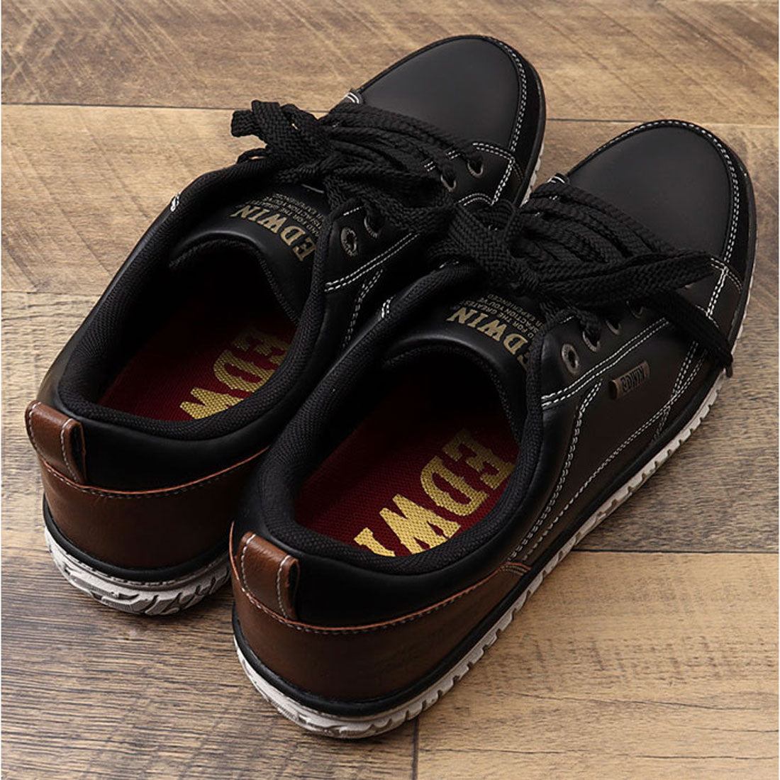 バックヤードファミリー BACKYARD FAMILY EDWIN メンズ 軽量・幅広スニーカー (BLACK) BLACK