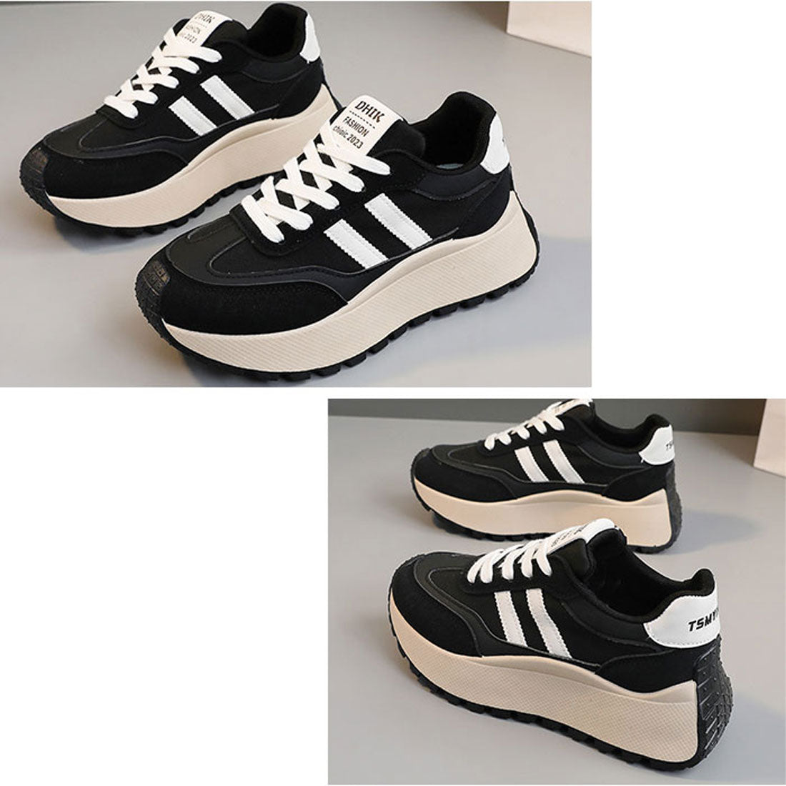 バックヤードファミリー BACKYARD FAMILY 厚底スニーカー ダッドスニーカー ダッドシューズ ライン入り (ブラック) ブラック