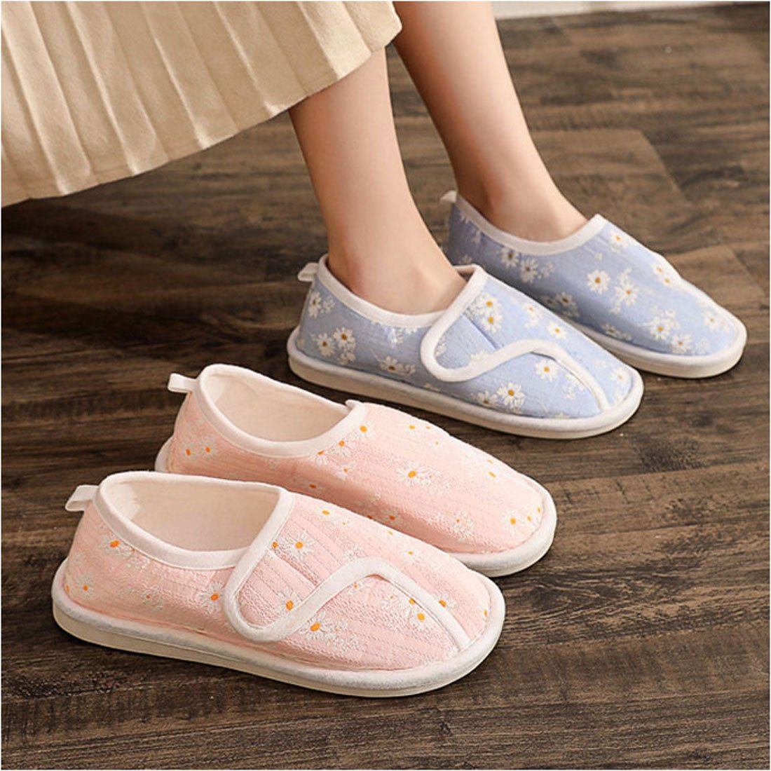 バックヤードファミリー BACKYARD FAMILY 介護シューズ ルームシューズ かかと付き 滑り止め (ブルー) ブルー