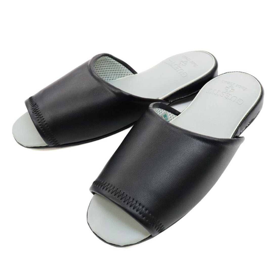 バックヤードファミリー BACKYARD FAMILY GUEST IT ビニールレザースリッパ前あき (ブラック) ブラック