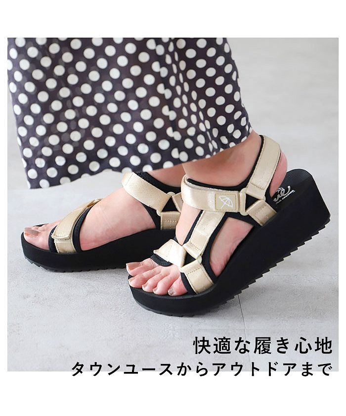 バックヤードファミリー BACKYARD FAMILY アーノルドパーマー Arnold Palmer レディース スポーツサンダル AN5402 (オールブラック) オールブラック