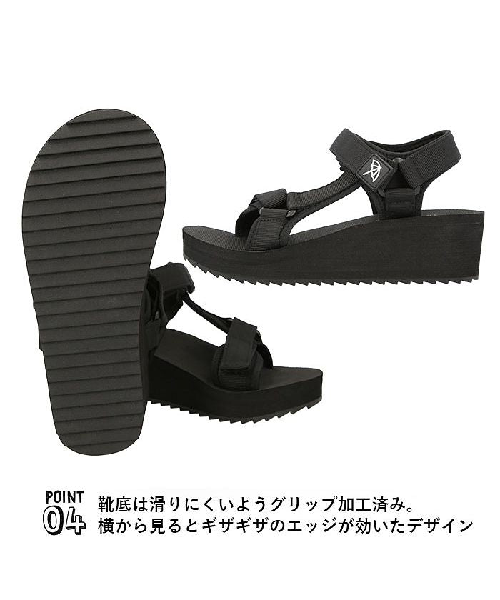 バックヤードファミリー BACKYARD FAMILY アーノルドパーマー Arnold Palmer レディース スポーツサンダル AN5402 (オールブラック) オールブラック