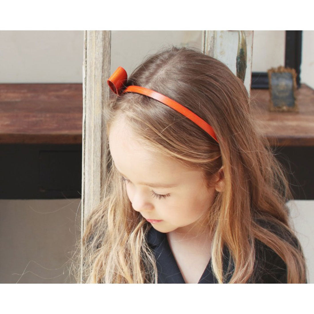 バックヤードファミリー BACKYARD FAMILY 本革リボンカチューシャ大 (オレンジ) オレンジ