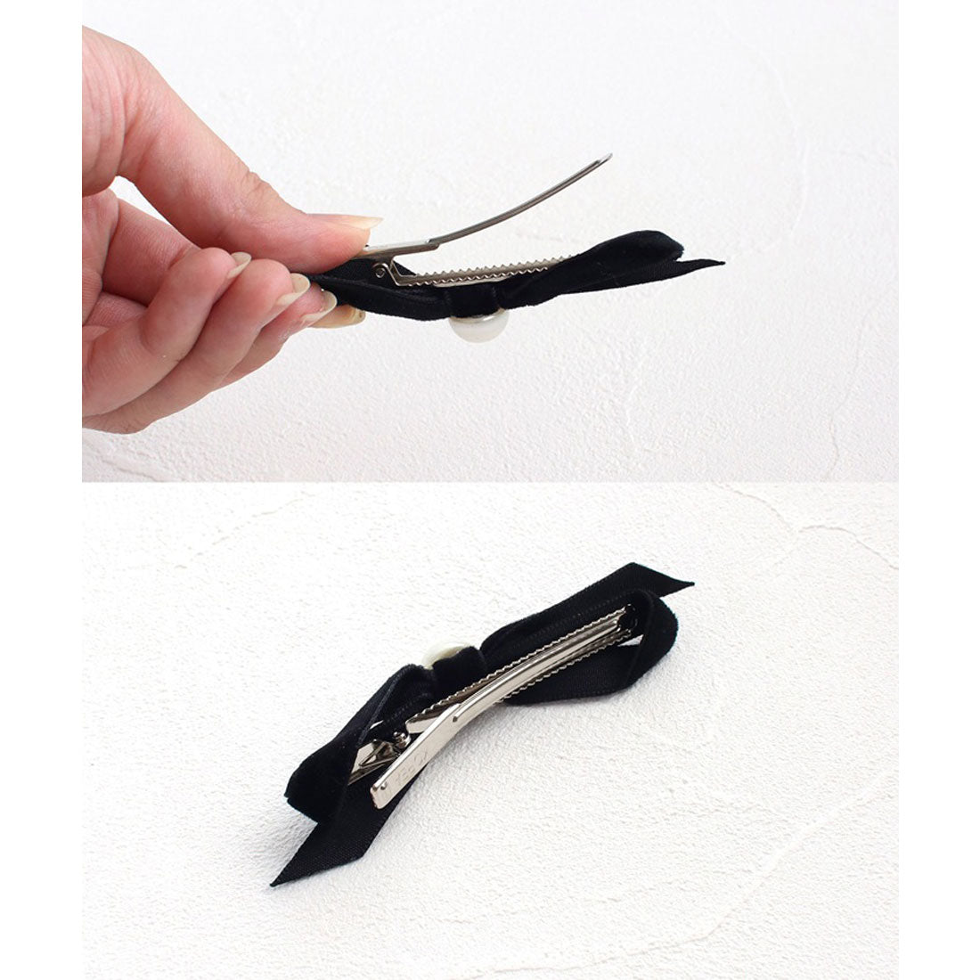 バックヤードファミリー BACKYARD FAMILY Rora マロン リボン ヘアクリップ 2個セット (ブラック) ブラック