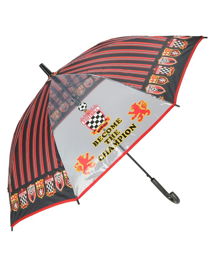 バックヤードファミリー BACKYARD FAMILY amusant sous la pluie 耐風 55cm ジュニア長傘 透明 (24510.ストライプフットボールレッド) 24510.ストライプフットボールレッド