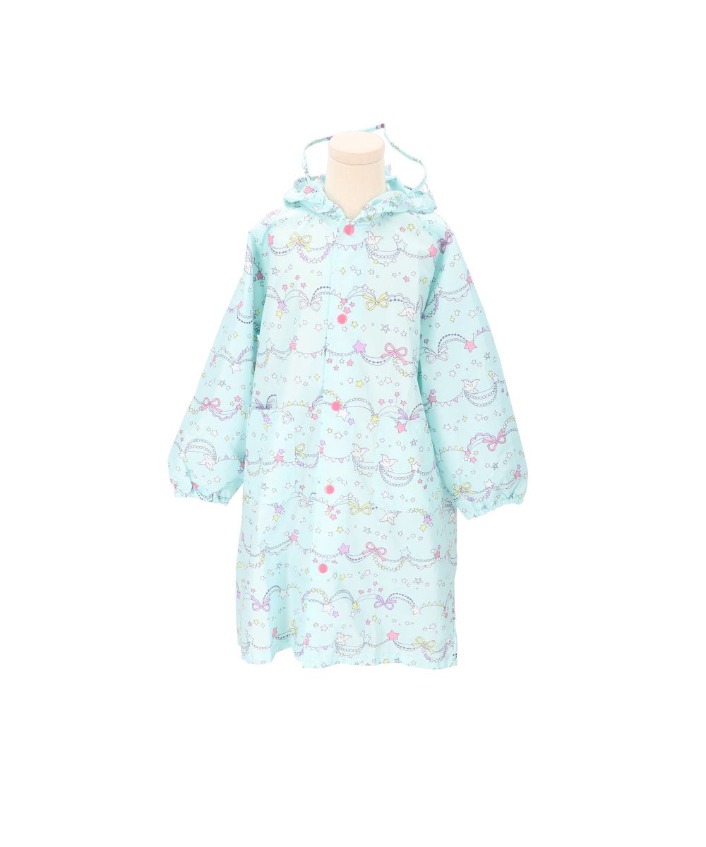 バックヤードファミリー BACKYARD FAMILY キッズレインコート 女の子,キラキラガーランドグリーン