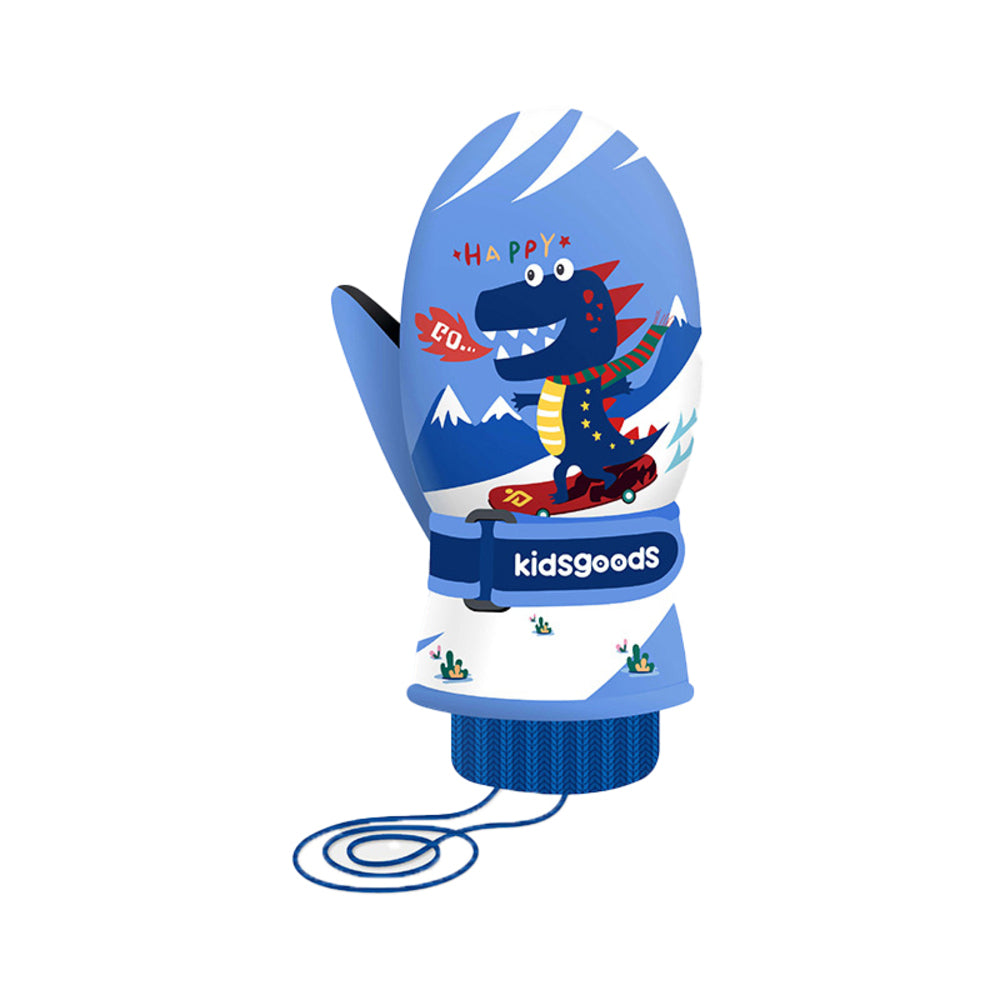 バックヤードファミリー BACKYARD FAMILY スノーグローブ ミトン 手袋キッズ 防寒 紐付き ysgl5341 (ダイナソー×ブルー) ダイナソー×ブルー