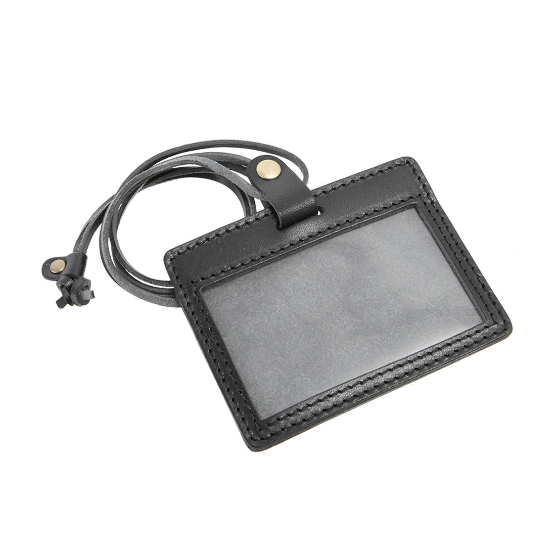 ノーブランド No Brand 栃木レザー IDカードホルダー D0440N,ブラック