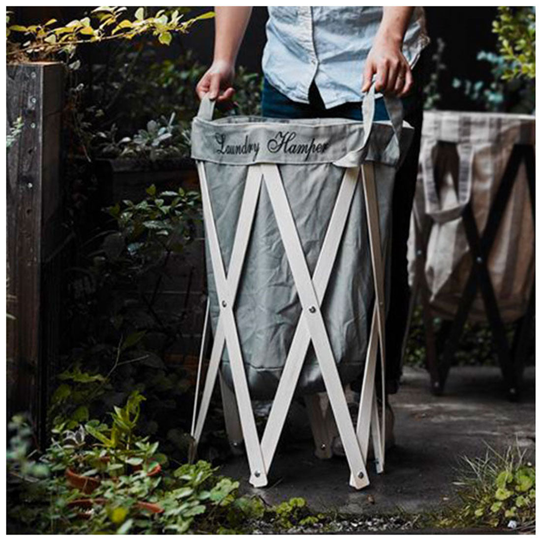 バックヤードファミリー BACKYARD FAMILY ランドリーハンパー (アイボリーxナチュラル) アイボリーxナチュラル