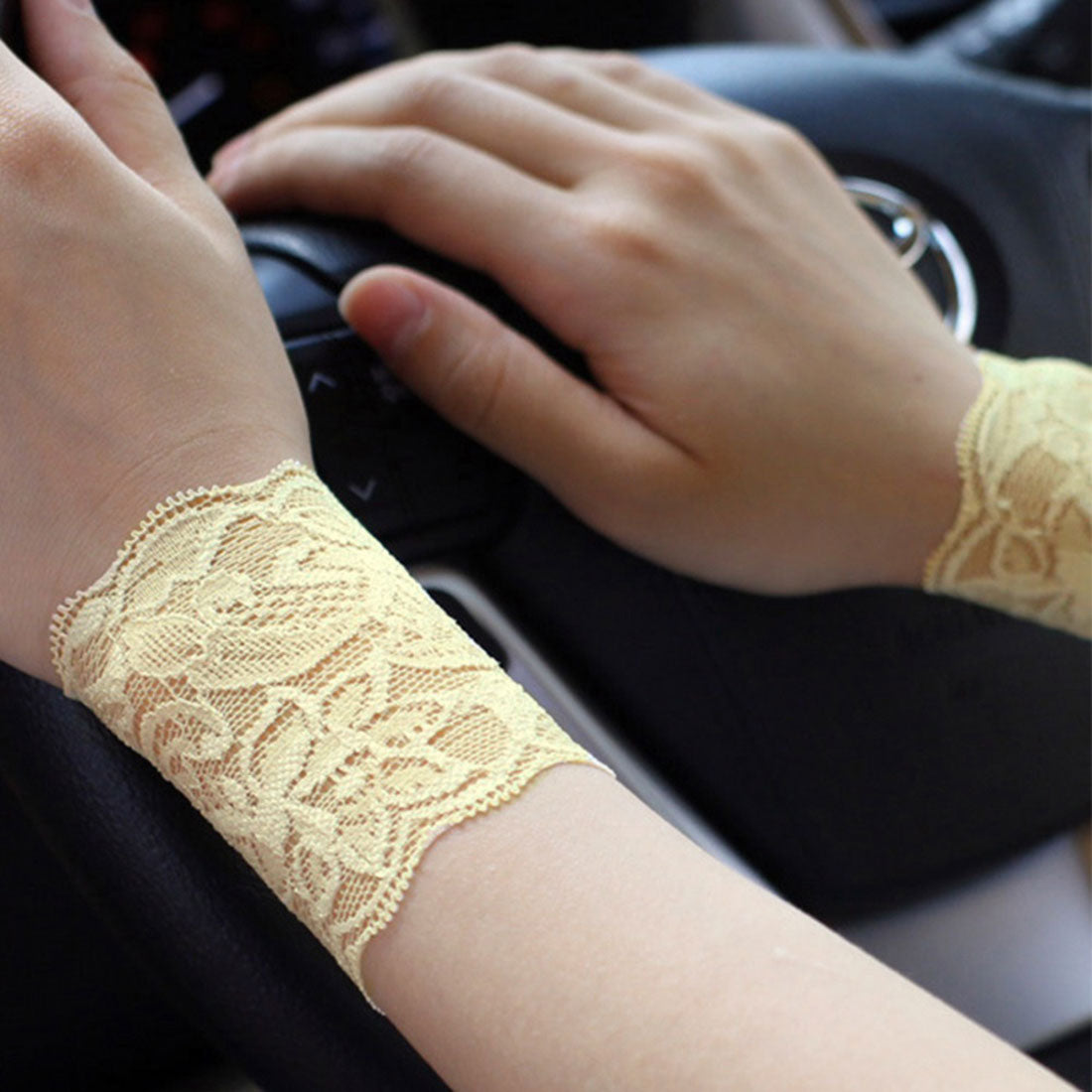 バックヤードファミリー BACKYARD FAMILY 腕時計サポーター レース リストバンド 見せ袖 (8cm×ベージュ) 8cm×ベージュ