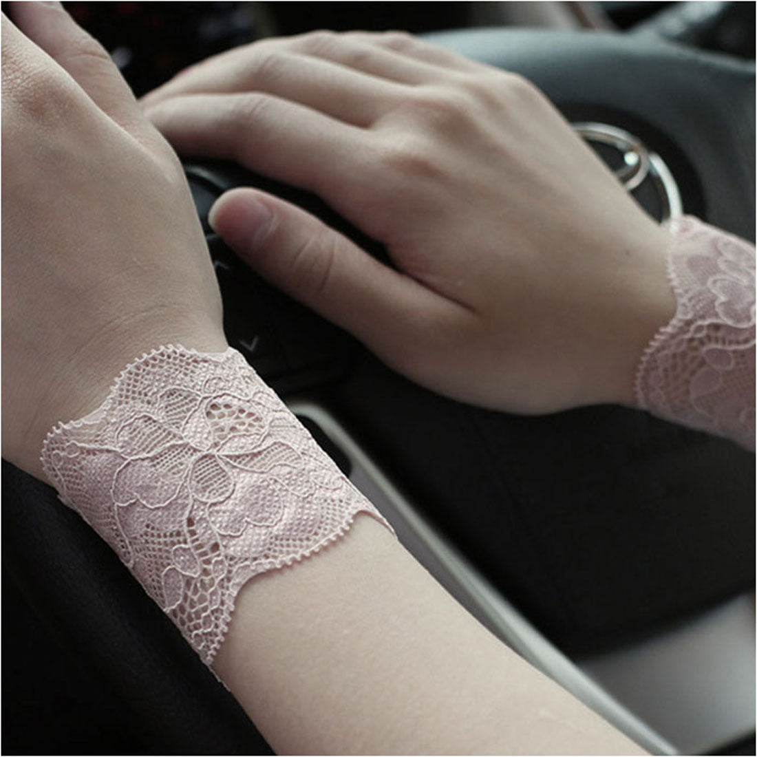 バックヤードファミリー BACKYARD FAMILY 腕時計サポーター レース リストバンド 見せ袖 (8cm×ベージュ) 8cm×ベージュ