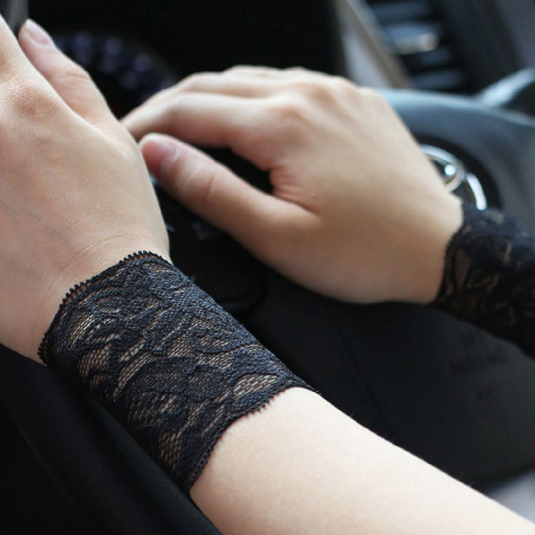 バックヤードファミリー BACKYARD FAMILY 腕時計サポーター レース リストバンド 見せ袖 (8cm×ブラック) 8cm×ブラック