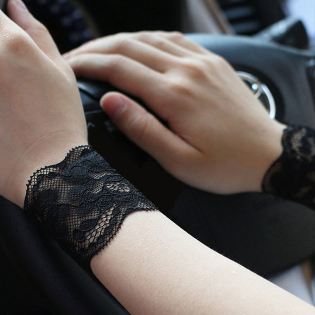 バックヤードファミリー BACKYARD FAMILY 腕時計サポーター レース リストバンド 見せ袖 (6cm×ブラック) 6cm×ブラック