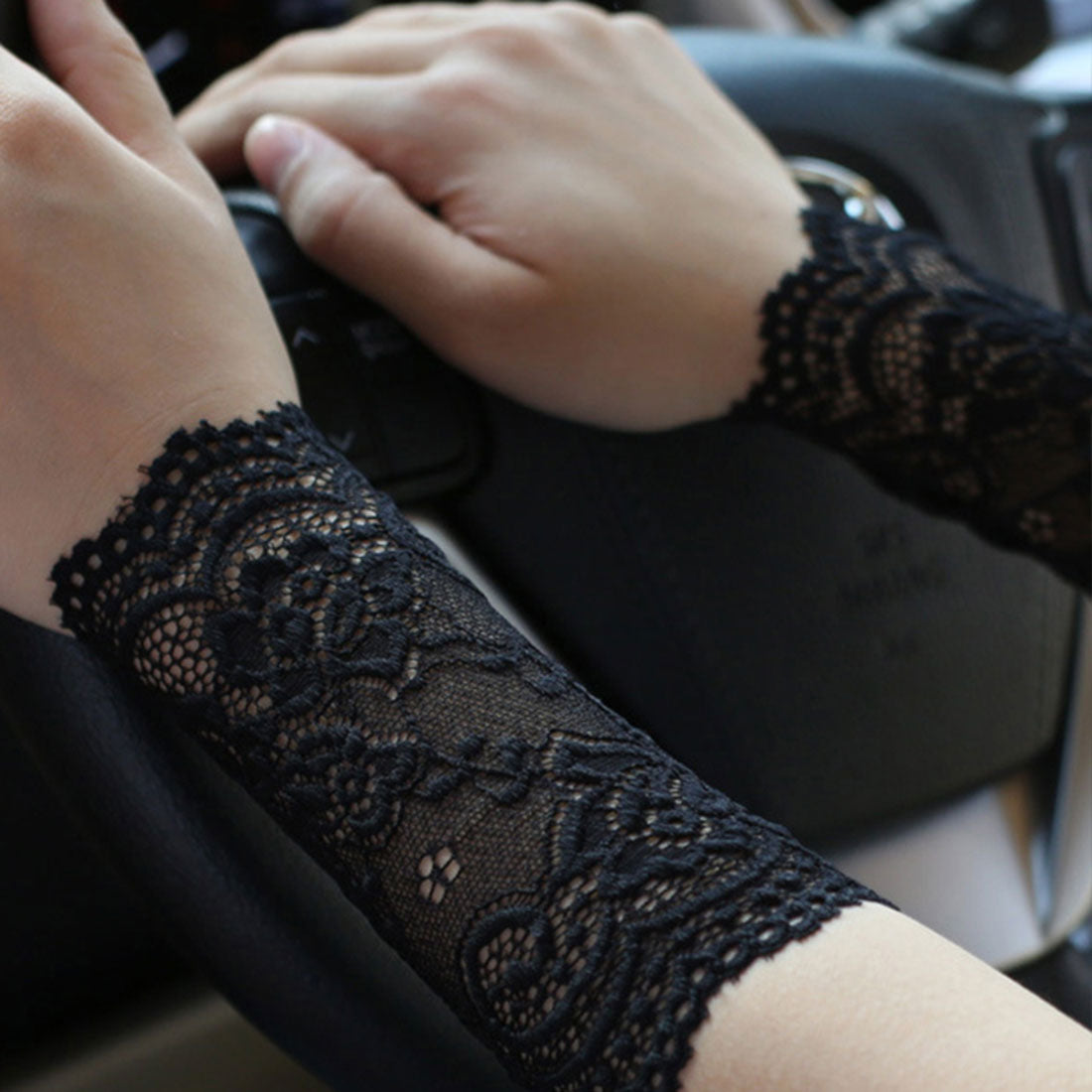 バックヤードファミリー BACKYARD FAMILY 腕時計サポーター レース リストバンド 見せ袖 (15cm×ブラック) 15cm×ブラック