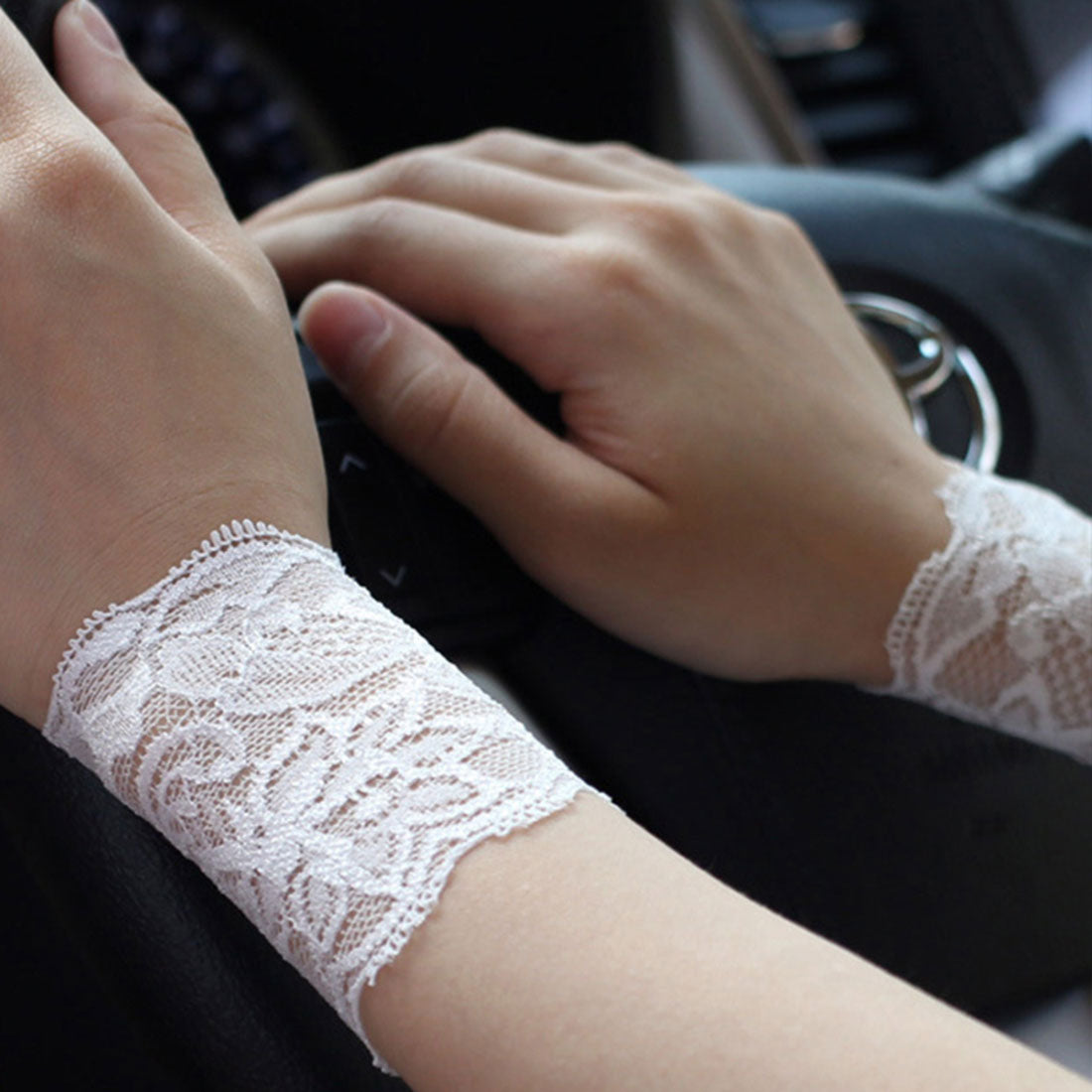 バックヤードファミリー BACKYARD FAMILY 腕時計サポーター レース リストバンド 見せ袖 (8cm×ホワイト) 8cm×ホワイト