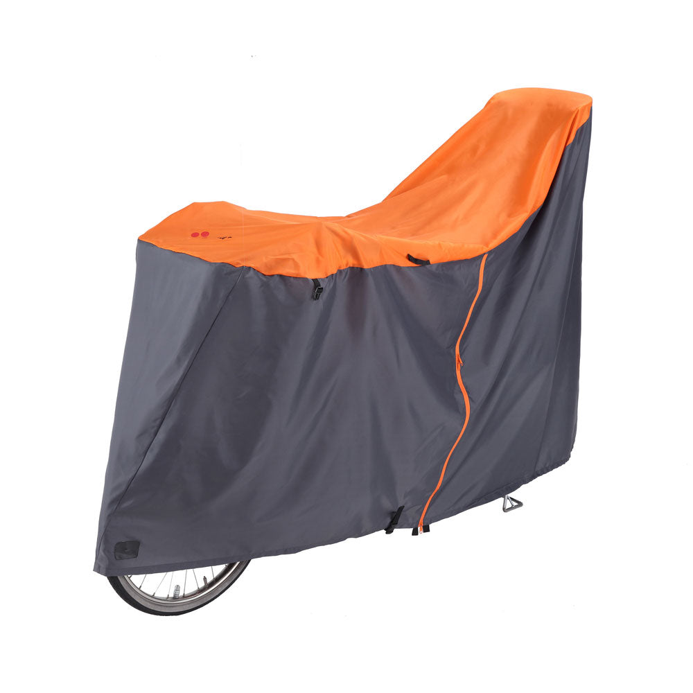 ノーブランド No Brand #KW389 ヘッドレスト付後子供乗せ対応 電動アシスト車対応ファスナー付サイクルカバー,オレンジグレー