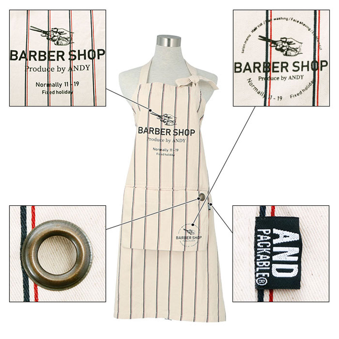 バックヤードファミリー BACKYARD FAMILY アンドパッカブル andpackable エプロン (プリンBL) プリンBL