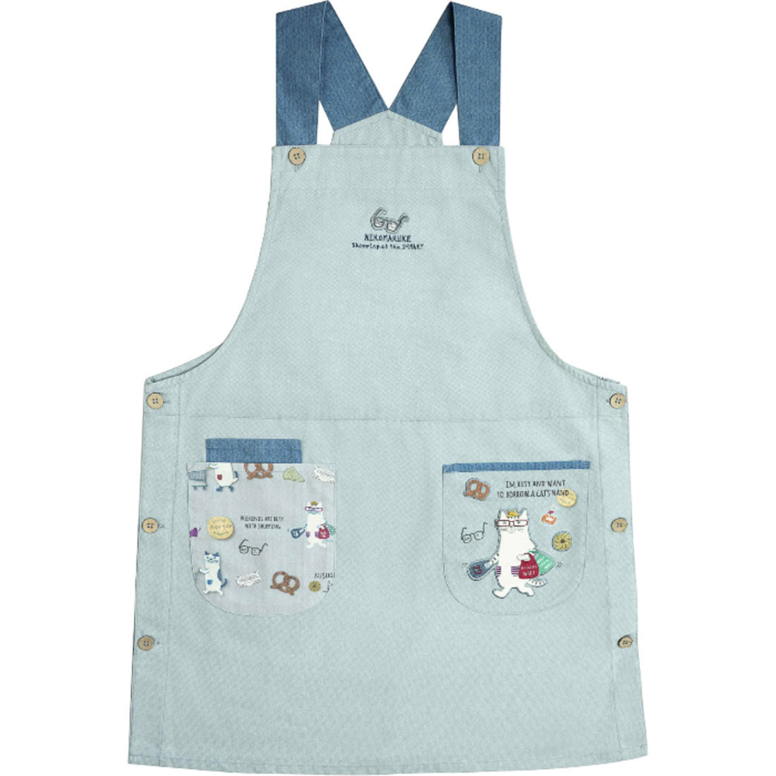 バックヤードファミリー BACKYARD FAMILY ネコまるけエプロン (両脇釦あき/グレー) 両脇釦あき/グレー