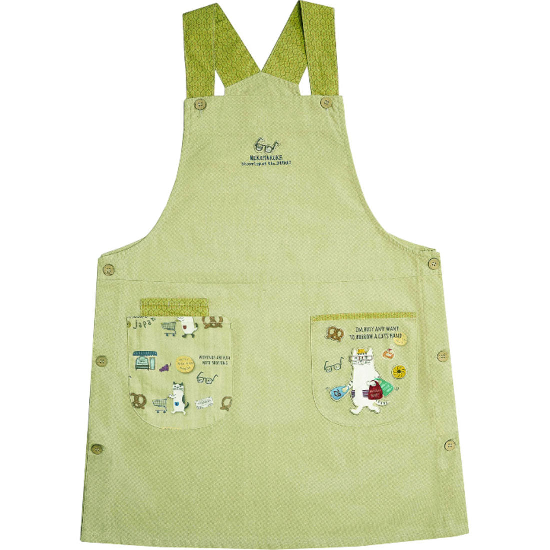 バックヤードファミリー BACKYARD FAMILY ネコまるけエプロン (両脇釦あき/ベージュ) 両脇釦あき/ベージュ