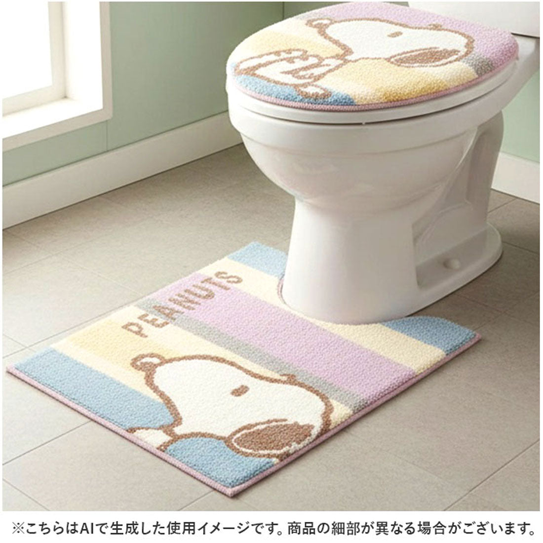 バックヤードファミリー BACKYARD FAMILY キャラクター トイレマット 80x60cm (スヌーピーくすみパステル.ピンク) スヌーピーくすみパステル.ピンク