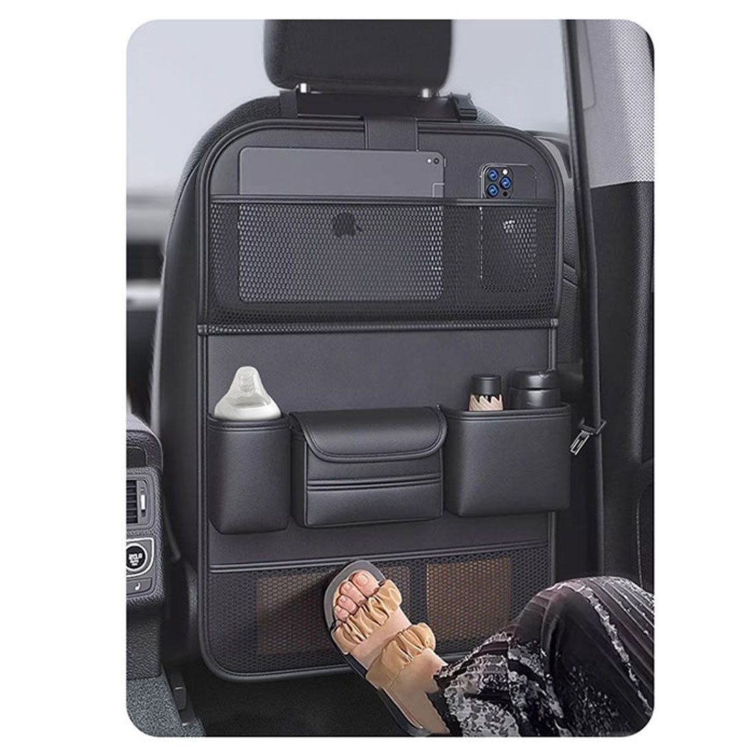バックヤードファミリー BACKYARD FAMILY 車用収納ポケット テーブル付き 大容量 (グレー) グレー