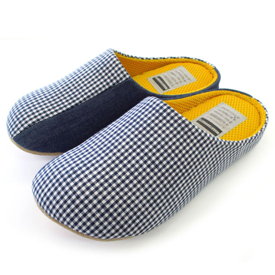 バックヤードファミリー BACKYARD FAMILY ママプロジェクト OHANA デニムパッチワークスリッパ,L/YELLOW