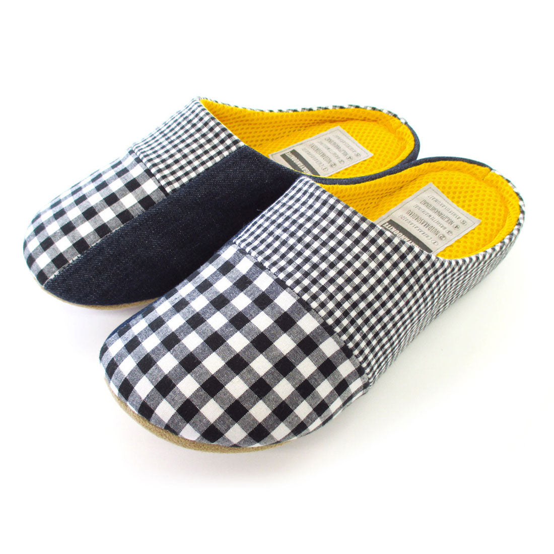 バックヤードファミリー BACKYARD FAMILY ママプロジェクト OHANA デニムパッチワークスリッパ,M/YELLOW