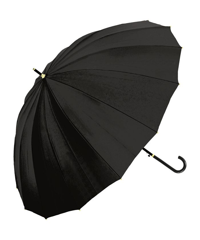 バックヤードファミリー BACKYARD FAMILY Natural basic レディース 傘 55cm 16本骨 無地,BLACK