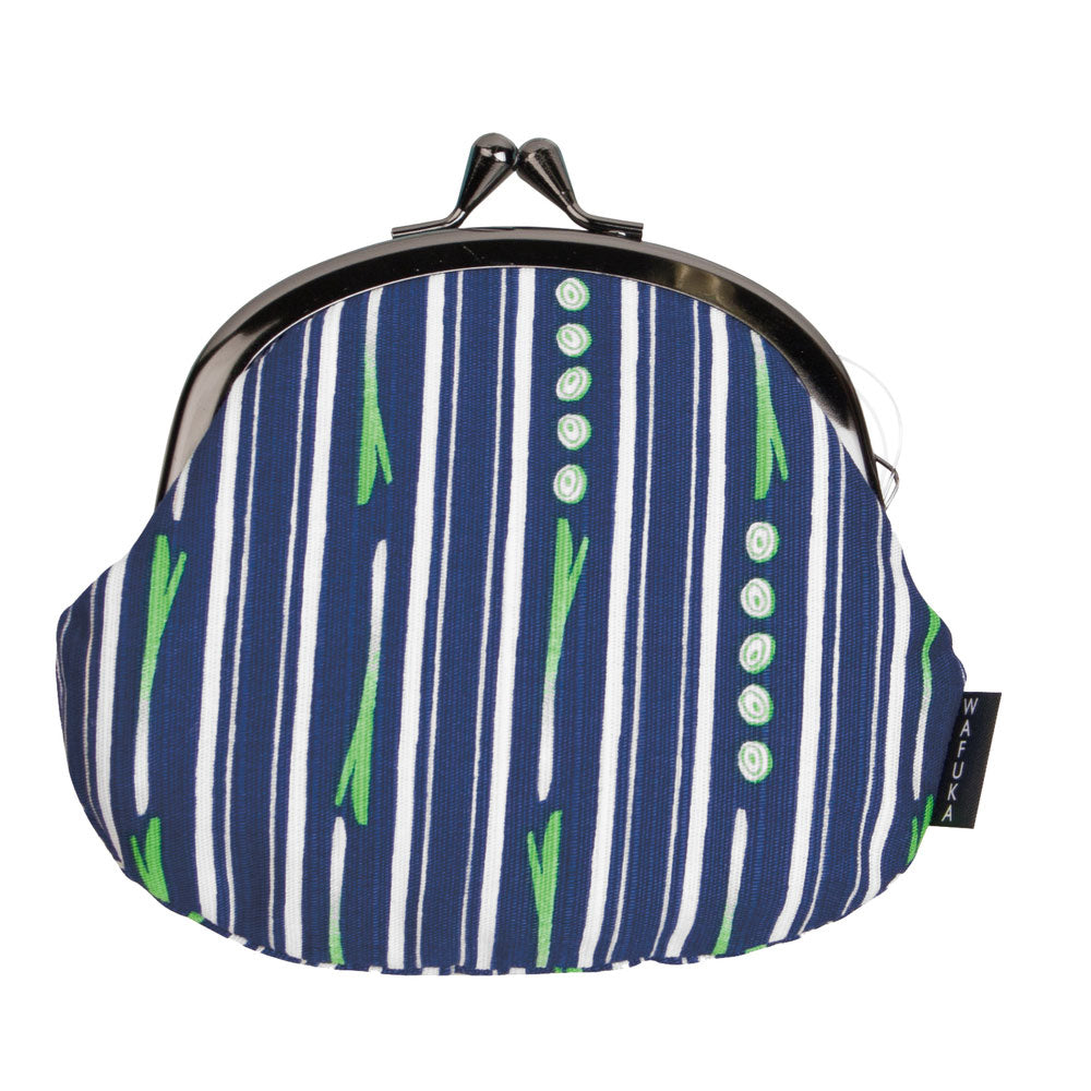 ノーブランド No Brand 和布華 WAFUKA 風呂敷和小物 3.3寸がま口ポーチ,ネギストライプ