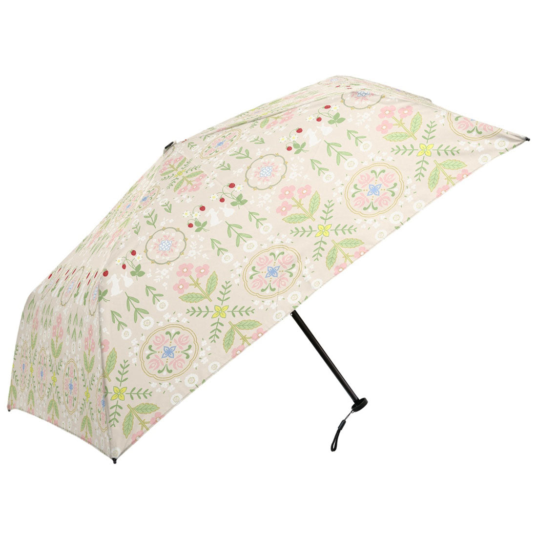 バックヤードファミリー BACKYARD FAMILY 黒コーティング軽量コンパクトミニ 50cm (花文様/うさぎ) 花文様/うさぎ