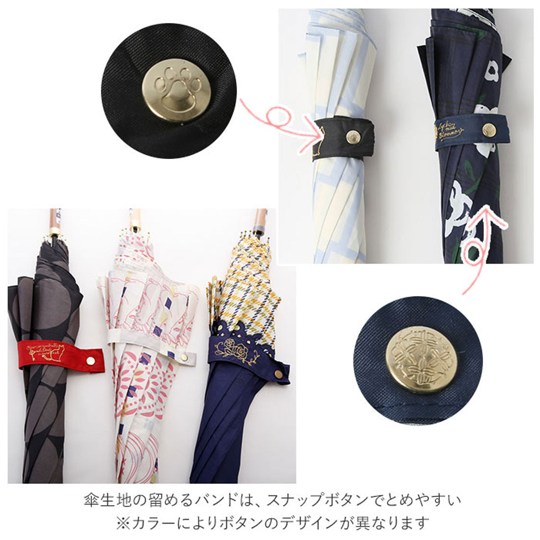 バックヤードファミリー BACKYARD FAMILY 60BJ 耐風 グラスファイバー ジャンプ傘 60cm (小花と猫/オフホワイト) 小花と猫/オフホワイト