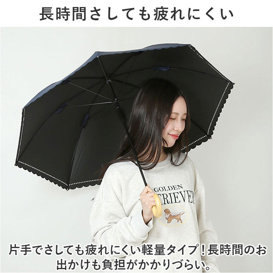 バックヤードファミリー BACKYARD FAMILY ブラックコーティング 晴雨兼用 ヒートカット 50cm 手開き傘 (サックス) サックス