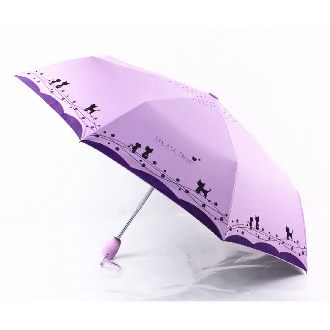 バックヤードファミリー BACKYARD FAMILY 折り畳み傘 猫柄 晴雨兼用 lyum137 (パープル) パープル