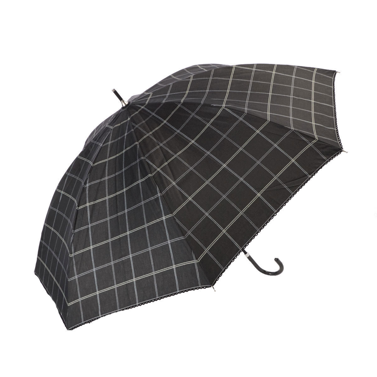 ノーブランド No Brand 晴雨兼用 シルバーコーティング 長傘,ブラック_19250.チェック