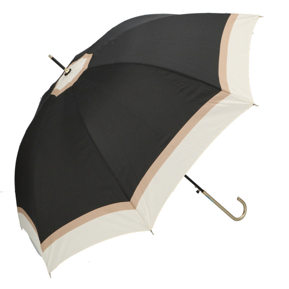 ノーブランド No Brand amusant sous la pluie 60cm スリム耐風長傘 8mm PUレザー (17140.ナチュラルボーダー_ブラック) 17140.ナチュラルボーダー_ブラック