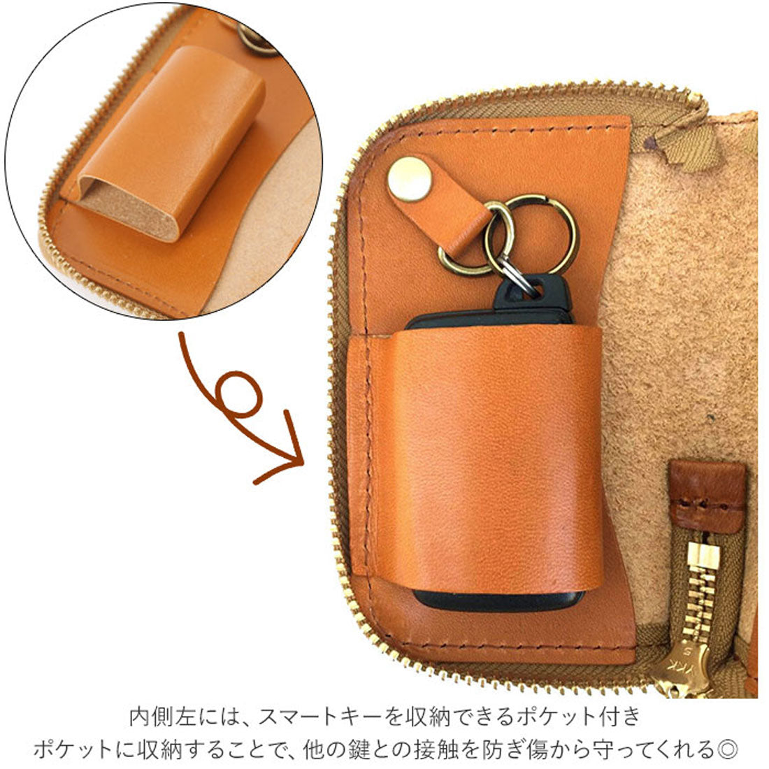 バックヤードファミリー BACKYARD FAMILY Lien ラウンドキーケース 栃木レザー