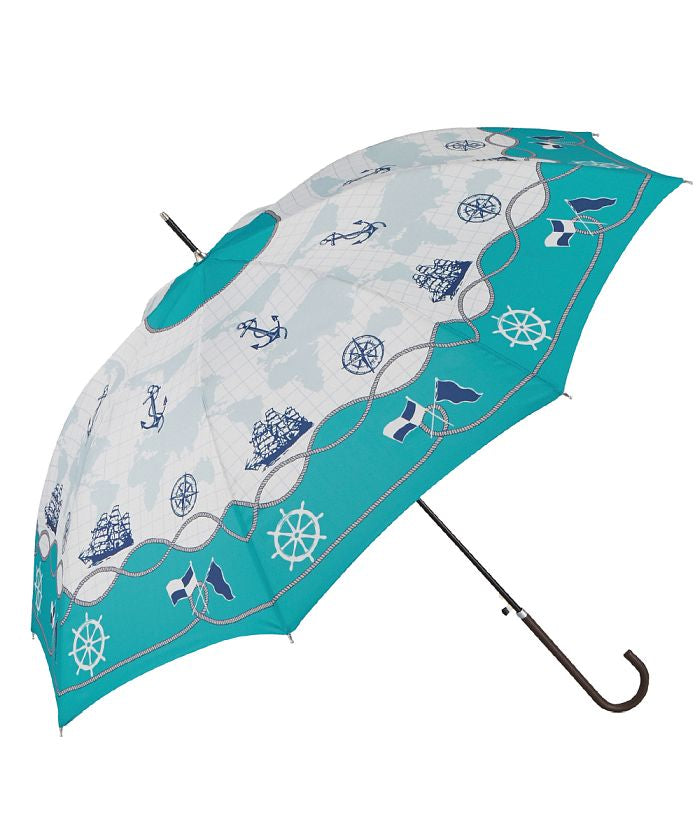 バックヤードファミリー BACKYARD FAMILY amusant sous la pluie 60cmBJ 耐風 8mm スリム 長傘 (17490.マリンスカーフグリーン) 17490.マリンスカーフグリーン