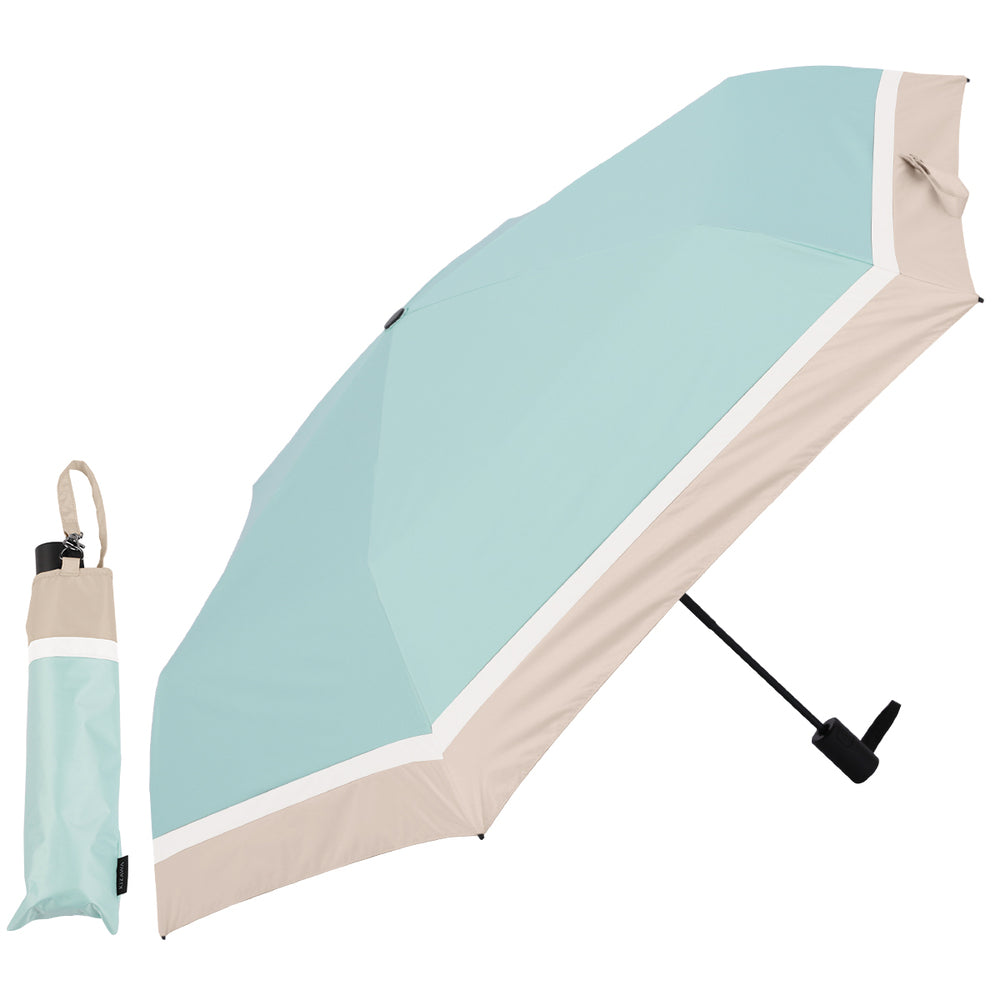 バックヤードファミリー BACKYARD FAMILY 自動開閉折りたたみ日傘 晴雨兼用 完全遮光 53cm (ミントxベージュ) ミントxベージュ