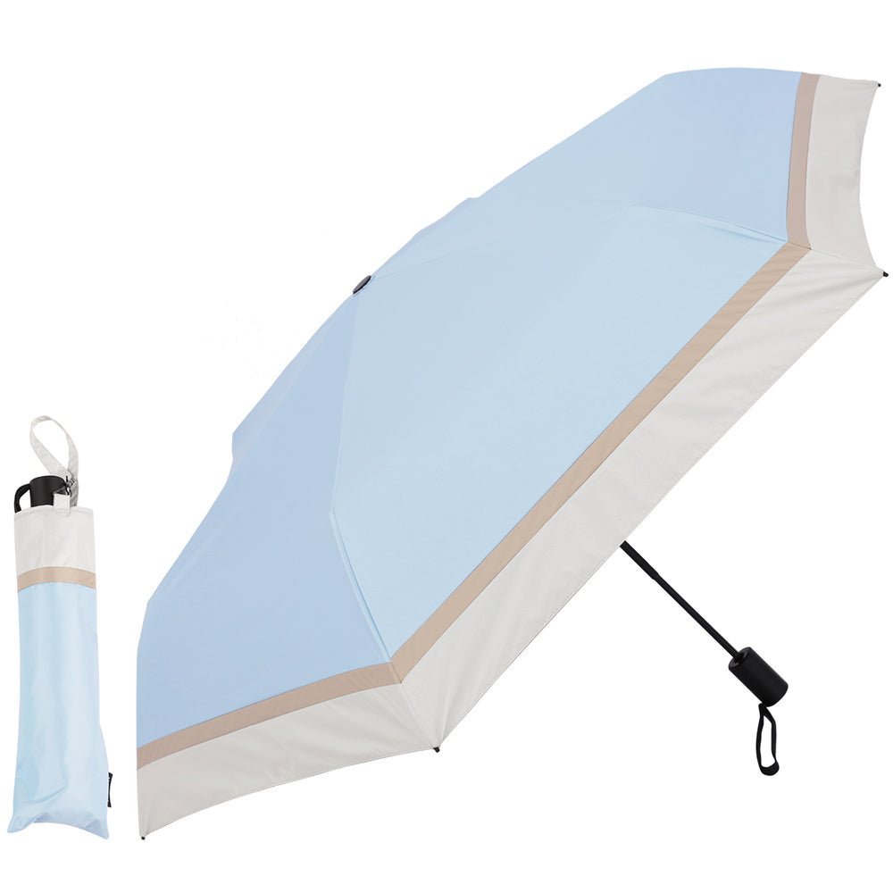 バックヤードファミリー BACKYARD FAMILY 自動開閉折りたたみ日傘 晴雨兼用 完全遮光 53cm (ブルーxオフ) ブルーxオフ