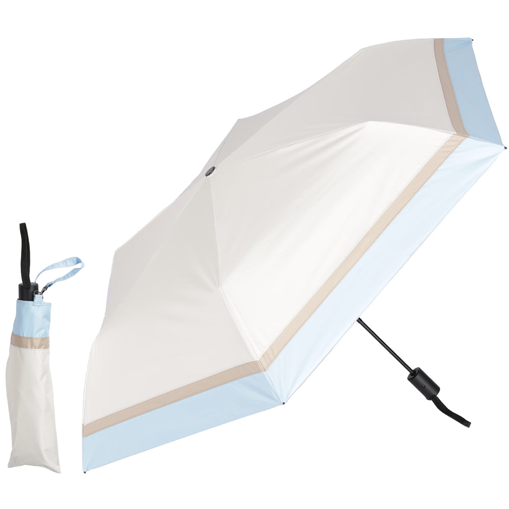 バックヤードファミリー BACKYARD FAMILY 自動開閉折りたたみ日傘 晴雨兼用 完全遮光 53cm (オフxブルー) オフxブルー