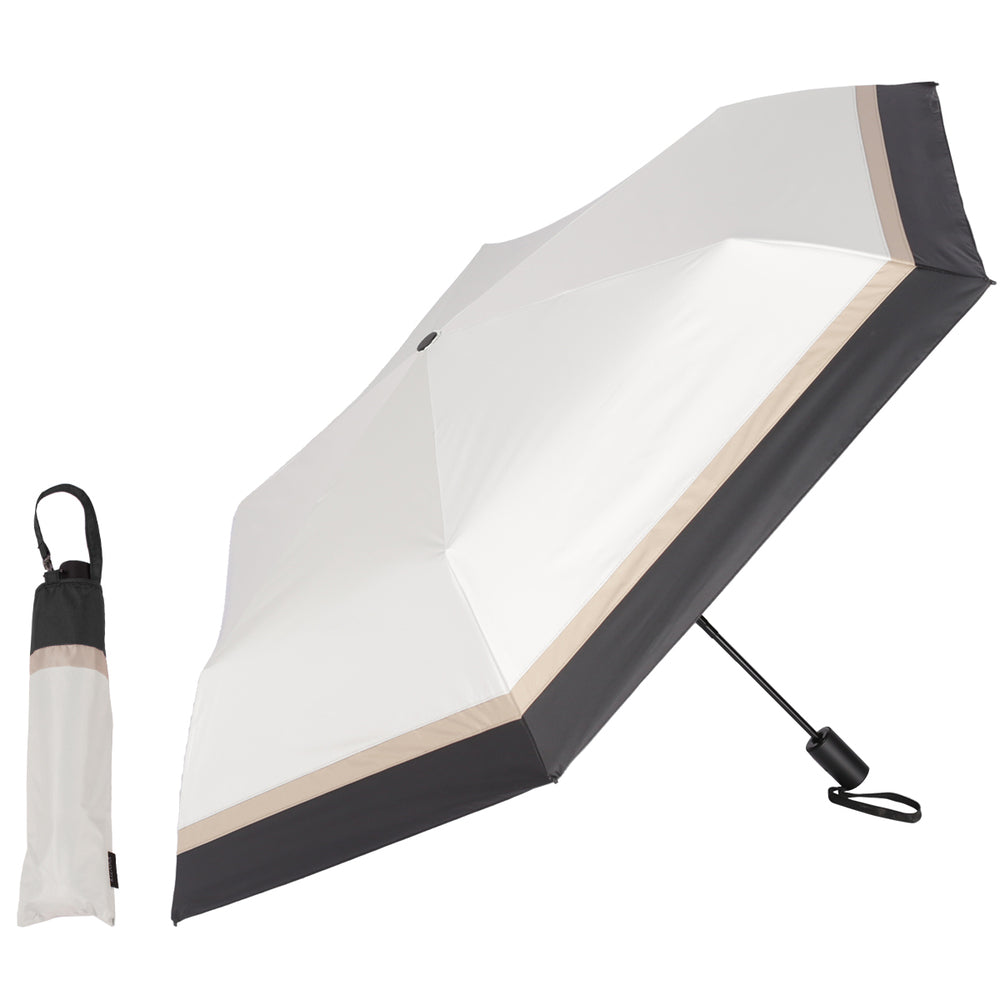 バックヤードファミリー BACKYARD FAMILY 自動開閉折りたたみ日傘 晴雨兼用 完全遮光 53cm (オフxブラック) オフxブラック