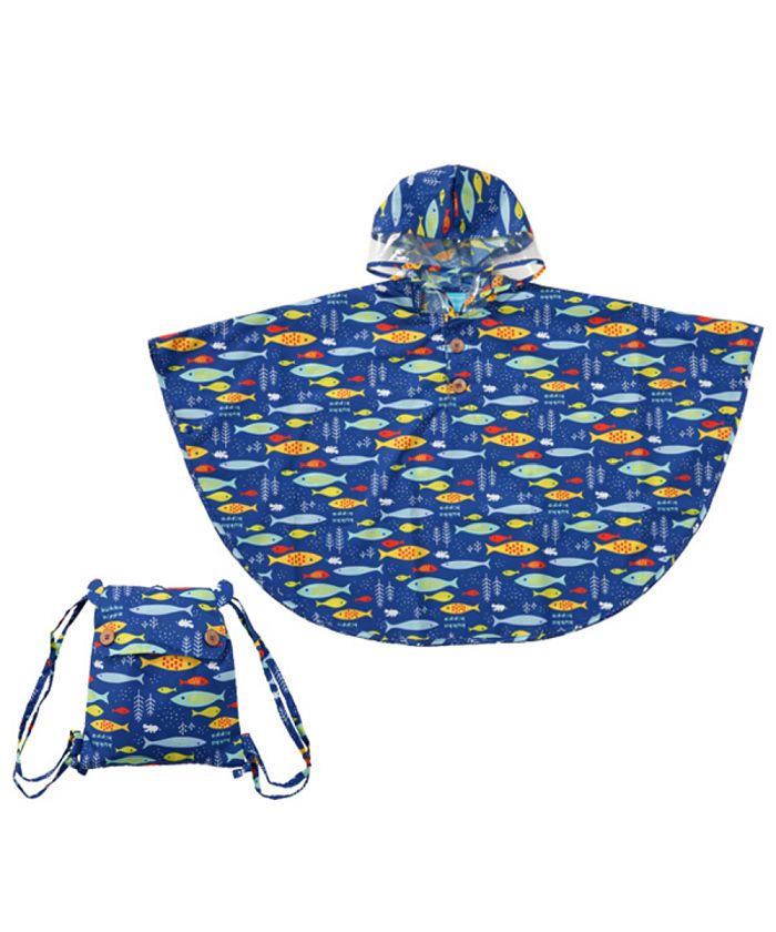 バックヤードファミリー BACKYARD FAMILY レインコート ポンチョ キッズ 90cm,おさかな