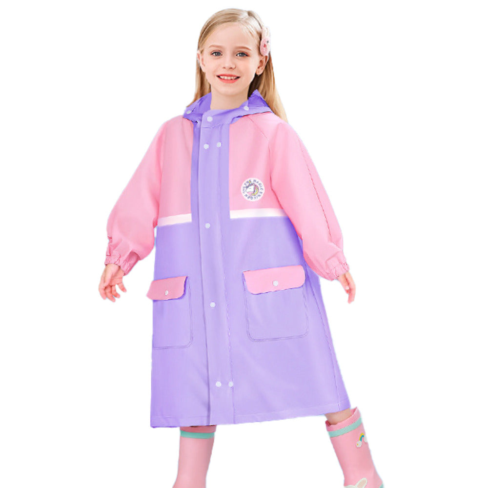 バックヤードファミリー BACKYARD FAMILY レインコート キッズ ランドセル対応 収納バッグ付き おしゃれ,ピンク×パープル