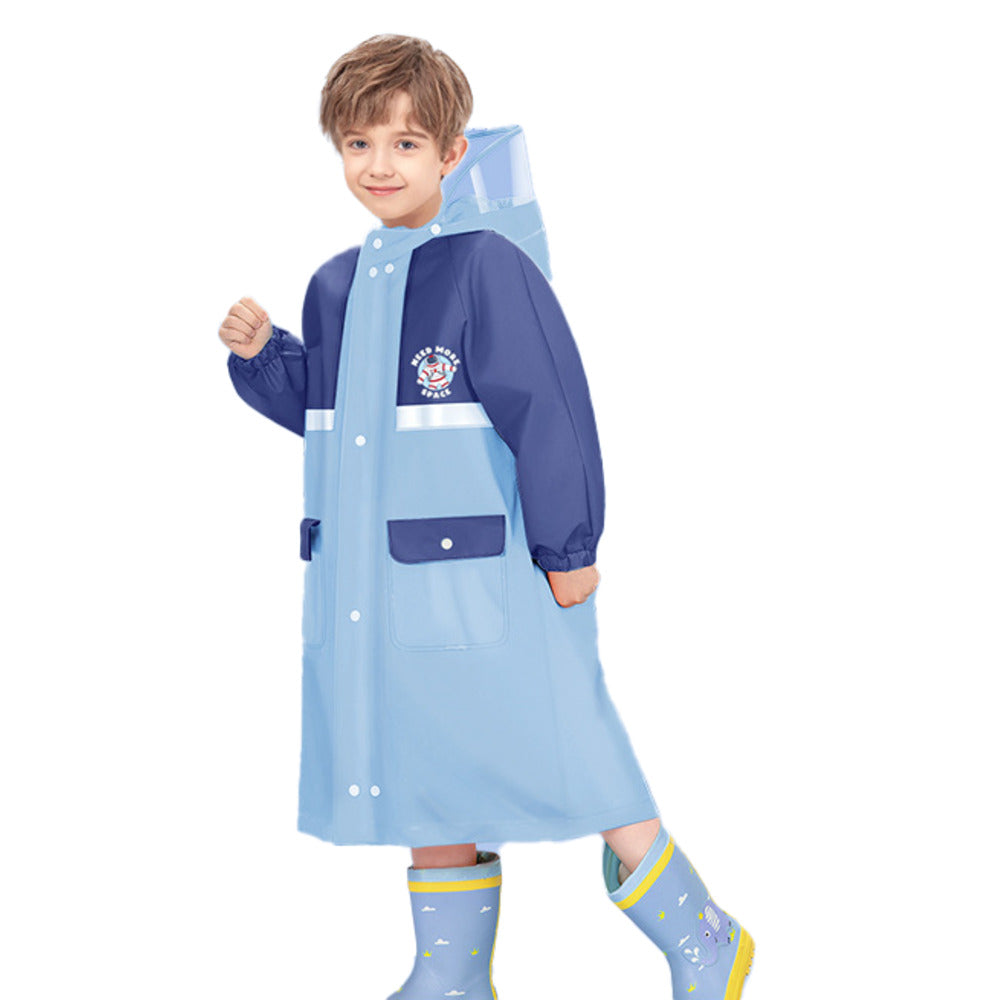 バックヤードファミリー BACKYARD FAMILY レインコート キッズ ランドセル対応 収納バッグ付き おしゃれ,ネイビー×ブルー