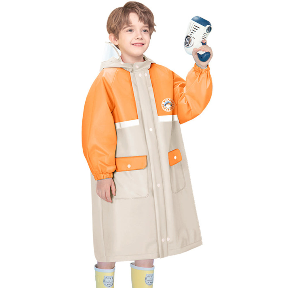 バックヤードファミリー BACKYARD FAMILY レインコート キッズ ランドセル対応 収納バッグ付き おしゃれ,オレンジ×ベージュ