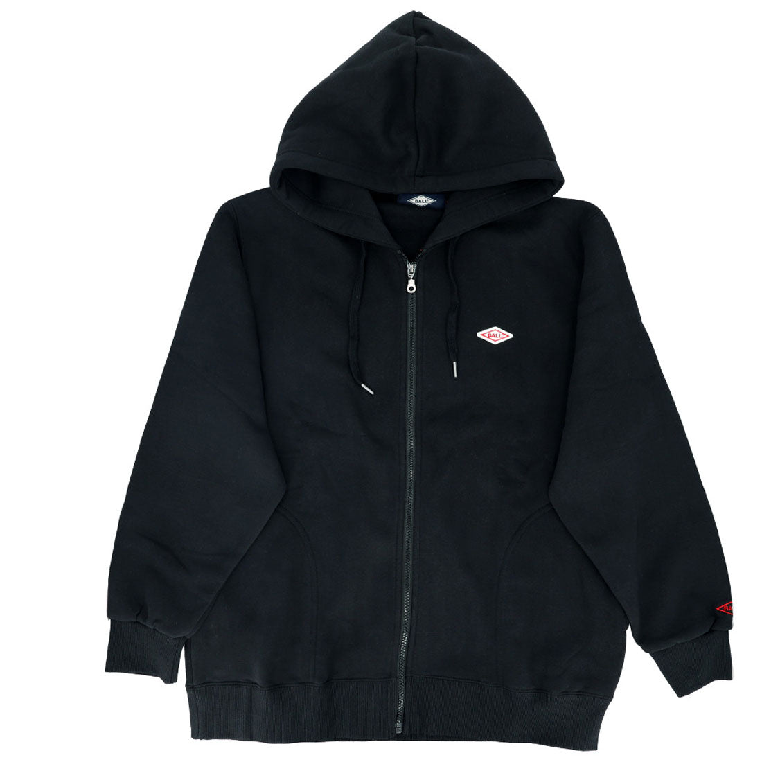 バックヤードファミリー BACKYARD FAMILY BALL 裏起毛 ワッペン付きフルジップパーカー (BLACK) BLACK