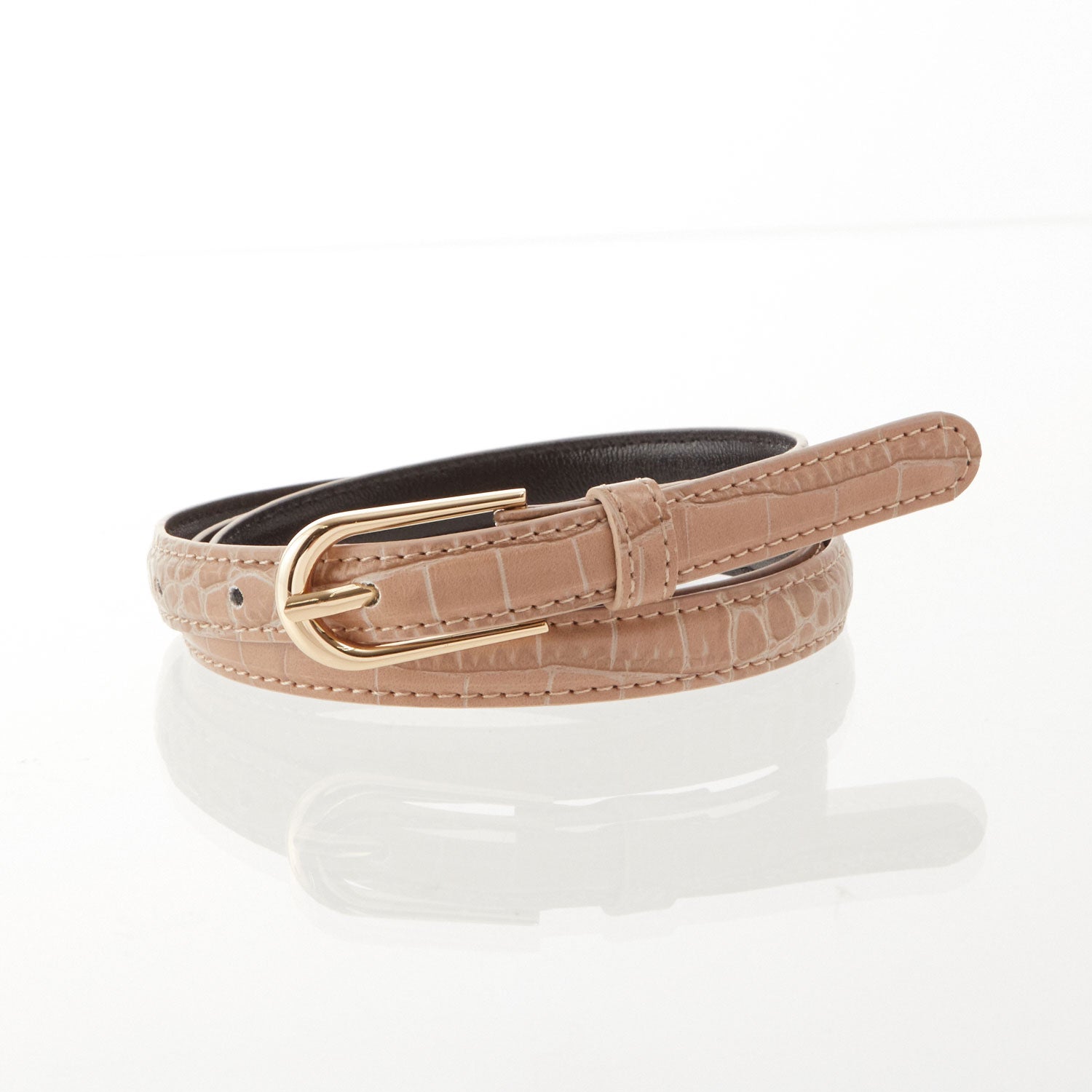 ノーブランド No Brand クロコダイルベルト,ベージュ