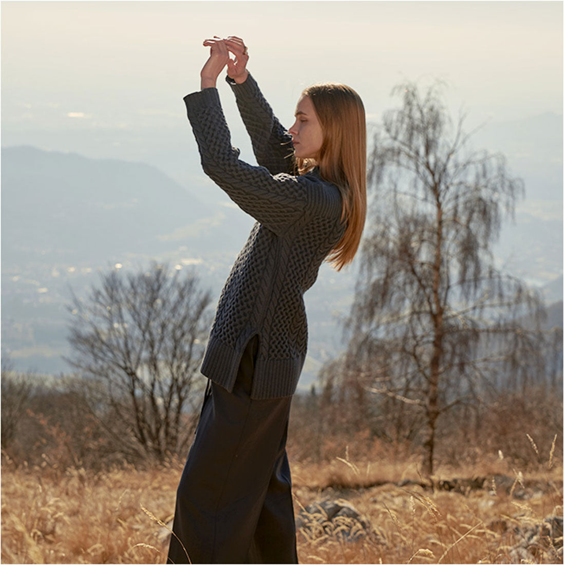 バックヤードファミリー BACKYARD FAMILY ボードネックケーブルニット (white) white