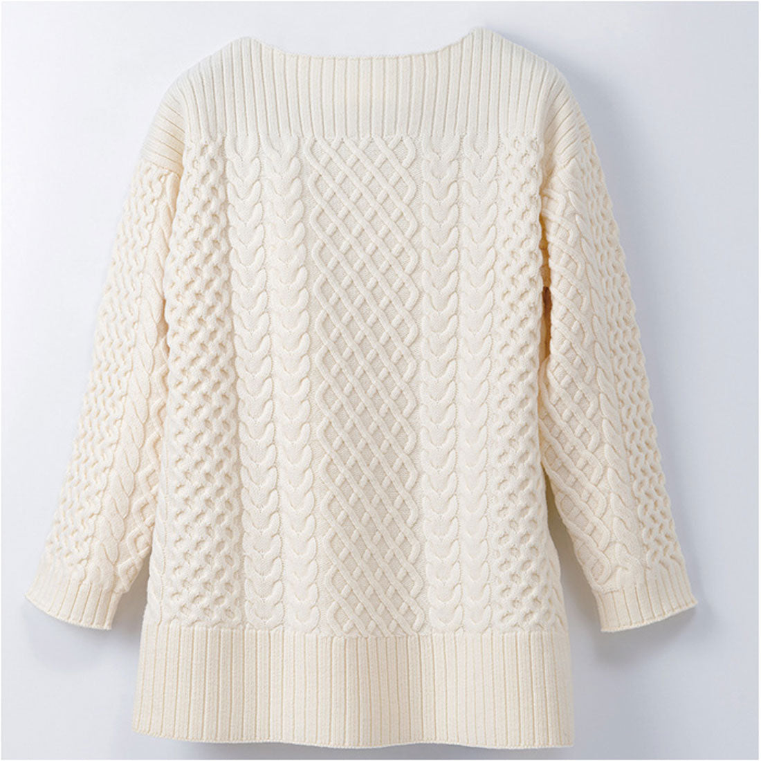 バックヤードファミリー BACKYARD FAMILY ボードネックケーブルニット (white) white